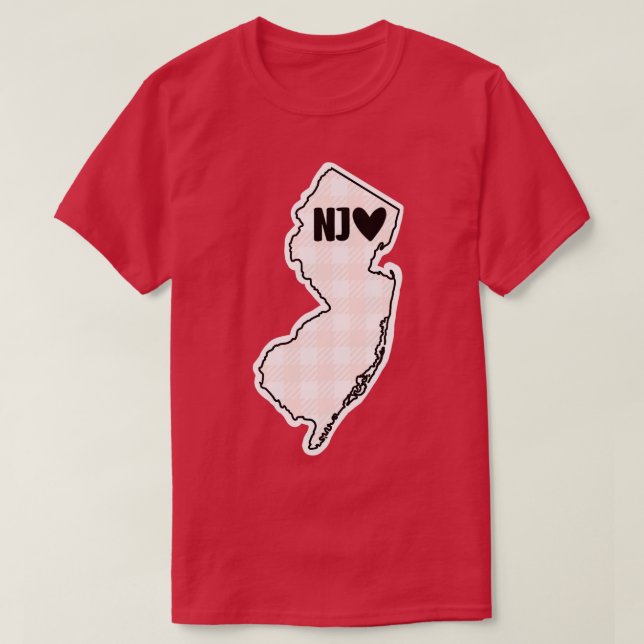 USA States New Jersey pink plaid T-Shirt (Design Front)