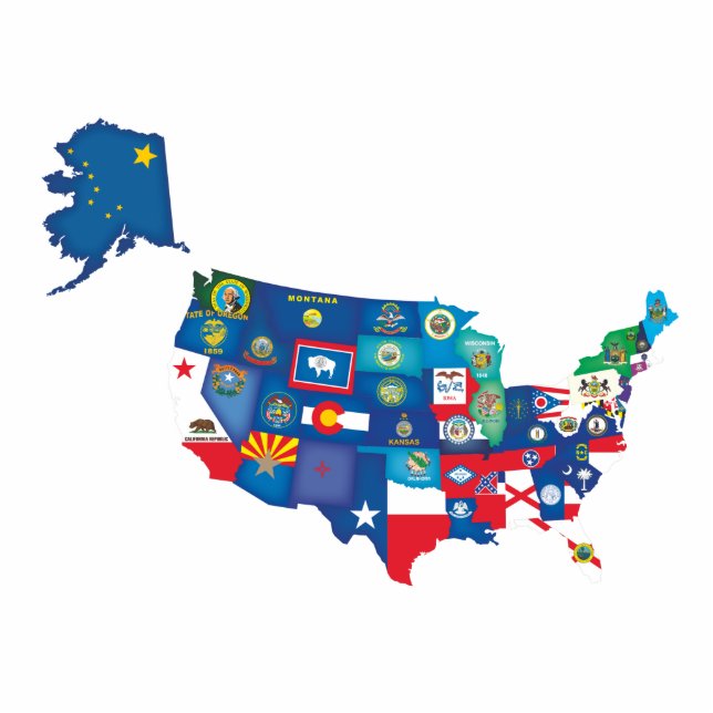 USA States Standing Photo Sculpture (Front)