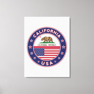 USA_STATES - WITH_FLAG_California_circle_with_flag Canvas Print