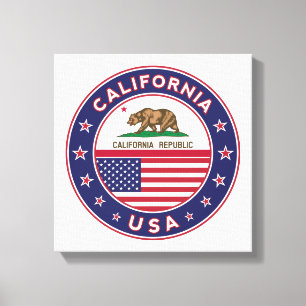 USA_STATES - WITH_FLAG_California_circle_with_flag Canvas Print