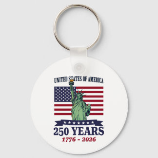 USA Statue of Liberty 250 Years 1776-2026 Key Ring