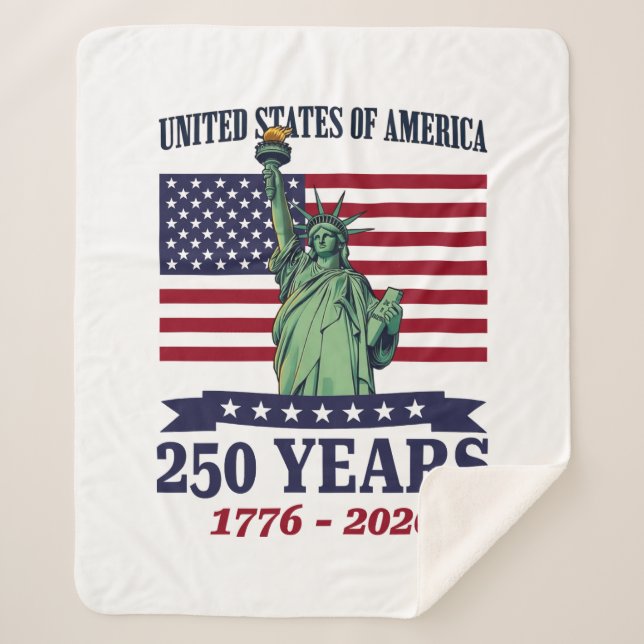 USA Statue of Liberty 250 Years 1776-2026 Sherpa Blanket (Front)