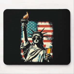Usa Statue Of Liberty 4th Of July Party Beer Funny Mouse Mat