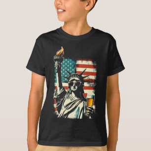Usa Statue Of Liberty 4th Of July Party Beer Funny T-Shirt