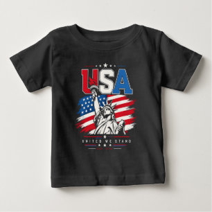 USA Statue of Liberty Distressed Flag Patriotic De Baby T-Shirt