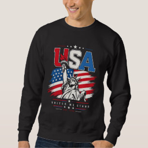 USA Statue of Liberty Distressed Flag Patriotic De Sweatshirt