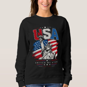 USA Statue of Liberty Distressed Flag Patriotic De Sweatshirt