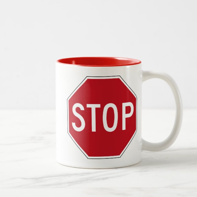 USA Stop Sign Two-Tone Coffee Mug (Right)