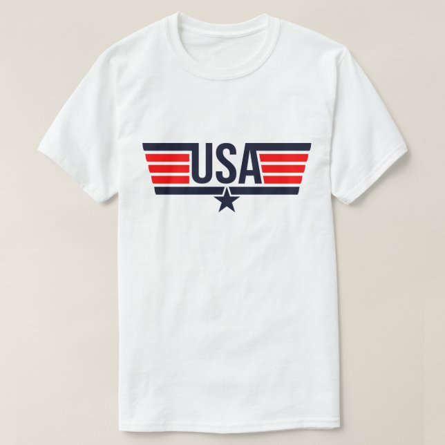 USA Stripes White T-shirt (Design Front)