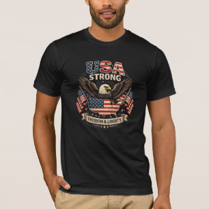 USA Strong Eagle Patriotic American Flag Freedom & T-Shirt
