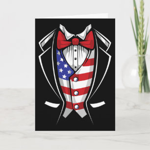 Usa Suit Tuxedo Patriotic 4th Of July Flag America Card