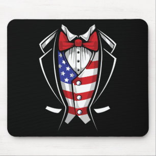 Usa Suit Tuxedo Patriotic 4th Of July Flag America Mouse Mat