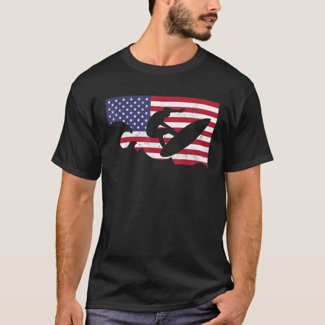 USA Summer Sport Games Surfing 2021 American Flag  T-Shirt (Front)
