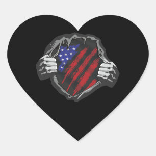 USA Superhero Costume Flag Heart Sticker