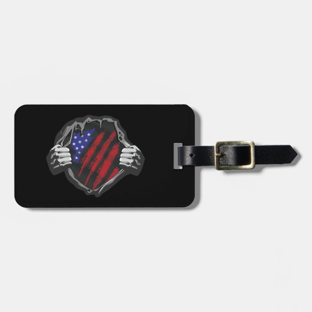 USA Superhero Costume Flag Luggage Tag (Front Horizontal)