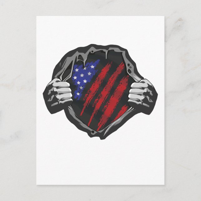 USA Superhero Costume Flag T-Shirt Postcard (Front)