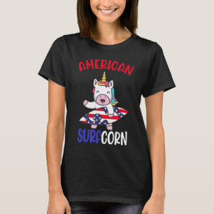 Usa Surfboard Unicorn 4th Of July Patriotic Kids T-Shirt