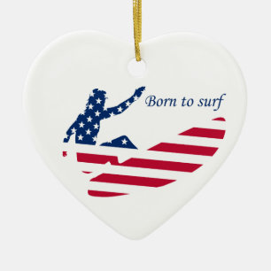 USA surfing American surfer Ceramic Tree Decoration