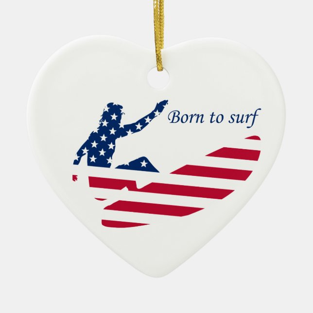 USA surfing American surfer Ceramic Tree Decoration (Front)