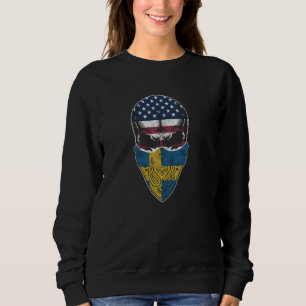 USA Sweden Roots Swedish American Flag Skull Sweatshirt