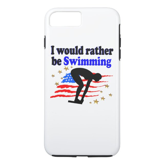USA SWIMMER DESIGN I WOULD RATHER BE SWIMMING Case-Mate iPhone CASE (Back)