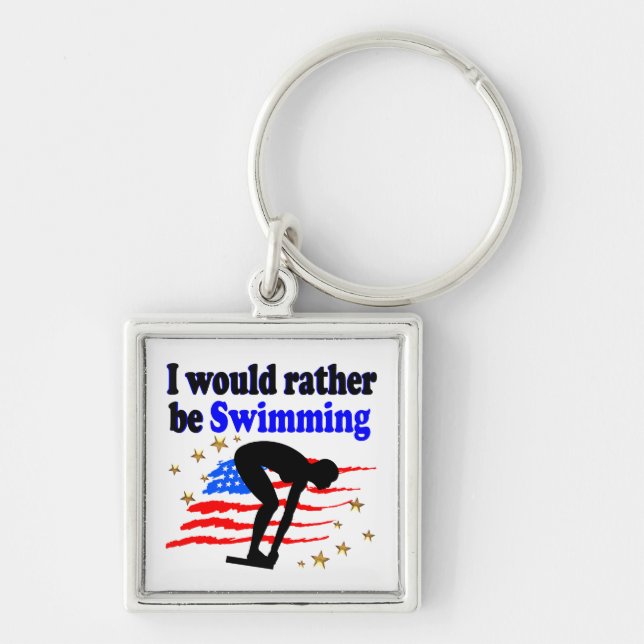 USA SWIMMER DESIGN I WOULD RATHER BE SWIMMING KEY RING (Front)