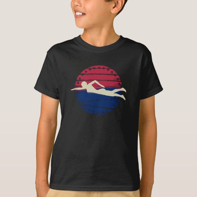 USA Swimmer Swimming Sport Athlete T-Shirt (Front)