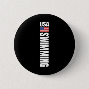 Usa Swimming American Flag Swim Sport Team 6 Cm Round Badge