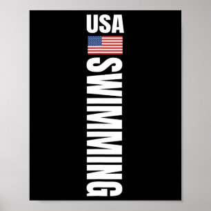 Usa Swimming American Flag Swim Sport Team Poster