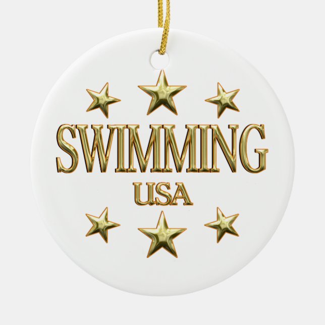 USA Swimming Ceramic Tree Decoration (Front)