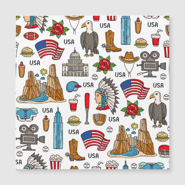 USA Symbols Vintage Seamless Pattern (Front)
