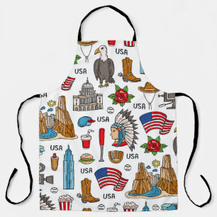 USA Symbols Vintage Seamless Pattern Apron
