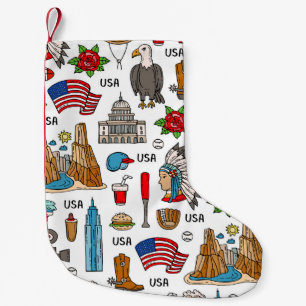 USA Symbols Vintage Seamless Pattern Small Christmas Stocking