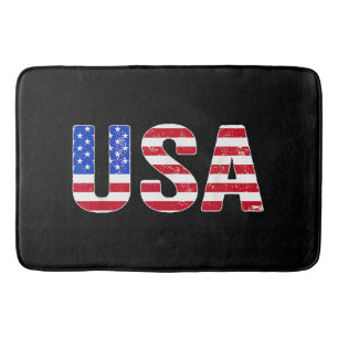 USA T Shirt Patriotic American Flag Men Women Kids Bath Mat
