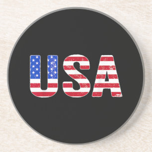 USA T Shirt Patriotic American Flag Men Women Kids Coaster