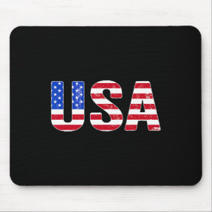 Usa T Shirt Patriotic American Flag Men Women Kids Mouse Mat