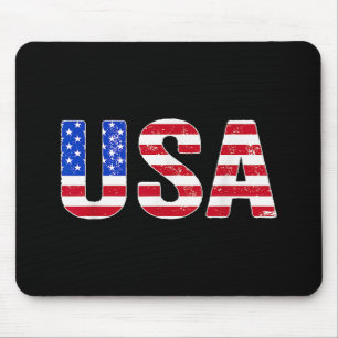 USA T Shirt Patriotic American Flag Men Women Kids Mouse Mat