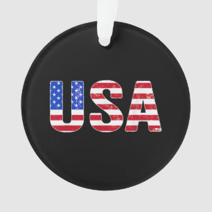 USA T Shirt Patriotic American Flag Men Women Kids Ornament