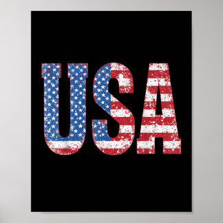 Usa T Shirt Patriotic American Flag Men Women Kids Poster
