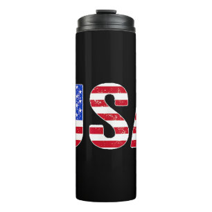 USA T Shirt Patriotic American Flag Men Women Kids Thermal Tumbler