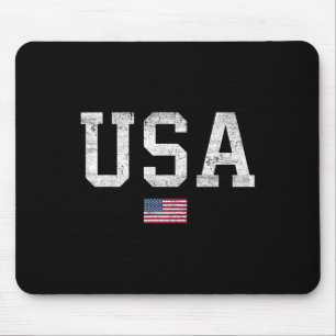 Usa T Shirt Women Men Kids Patriotic American Flag Mouse Mat