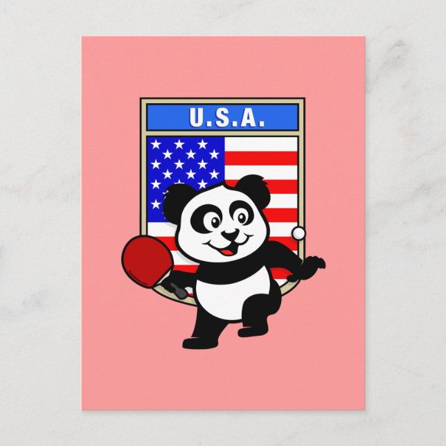 USA Table Tennis Panda Postcard (Front)