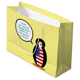 USA Talking Ms. Penguin Personalised Large Gift Bag