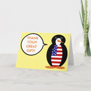 USA Talking Ms. Penguin Personalised Thank You Card