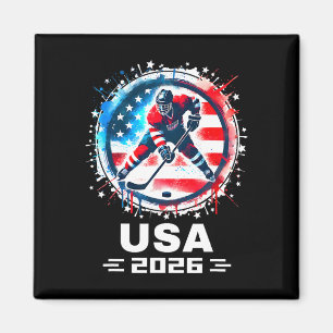 Usa Team 2026 Hockey American Flag Women Men Kids  Magnet