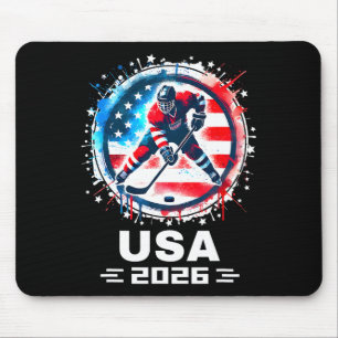 Usa Team 2026 Hockey American Flag Women Men Kids  Mouse Mat