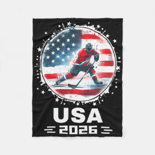 Usa Team 2026 United States American Flag Hockey U Fleece Blanket