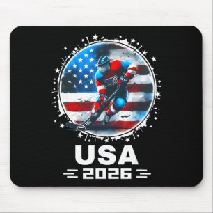 Usa Team 2026 United States American Flag Hockey U Mouse Mat