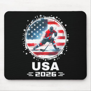 Usa Team 2026 United States American Flag Hockey U Mouse Mat