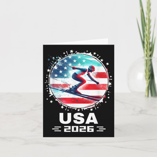 Usa Team 2026 United States American Flag Skiing U Card (Front)